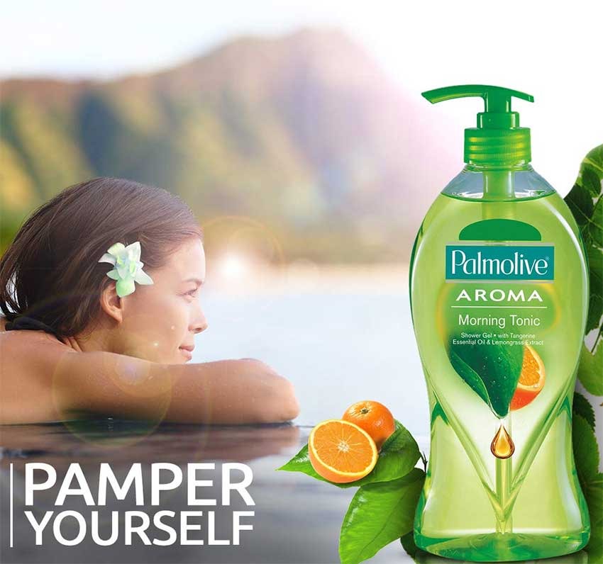 Picture of Body care International Thailand product Palmolive Shower Gel Aroma morning tonic green color used for male/female - 750 ml