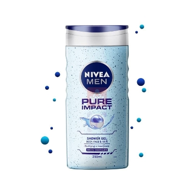 Picture of International Germany product Nivea Men Pure Impact 3 in 1 shower gel used for male  - 250 ml