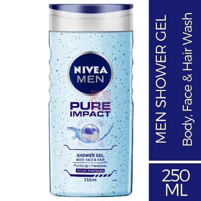 Picture of International Germany product Nivea Men Pure Impact 3 in 1 shower gel used for male  - 250 ml