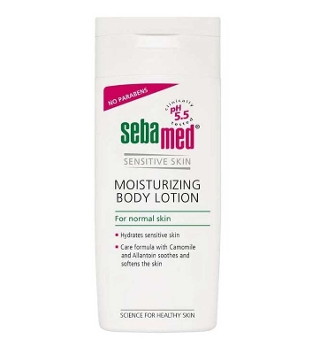 Picture of 200 ml Sebamed moisturizing body lotion Germany product used for male female