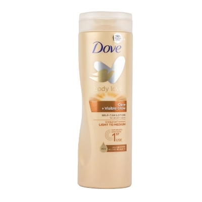 Picture of 400 ml Dove body love care plus visible glow Body Lotion International UK product used for male/ female