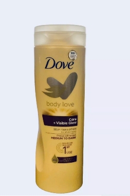 Picture of 400 ml Dove body love care plus visible glow Body Lotion International UK product used for male/ female