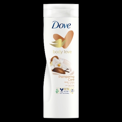 Picture of 400 ml Dove body love Pampering care Body Lotion International UK product used for male/ female