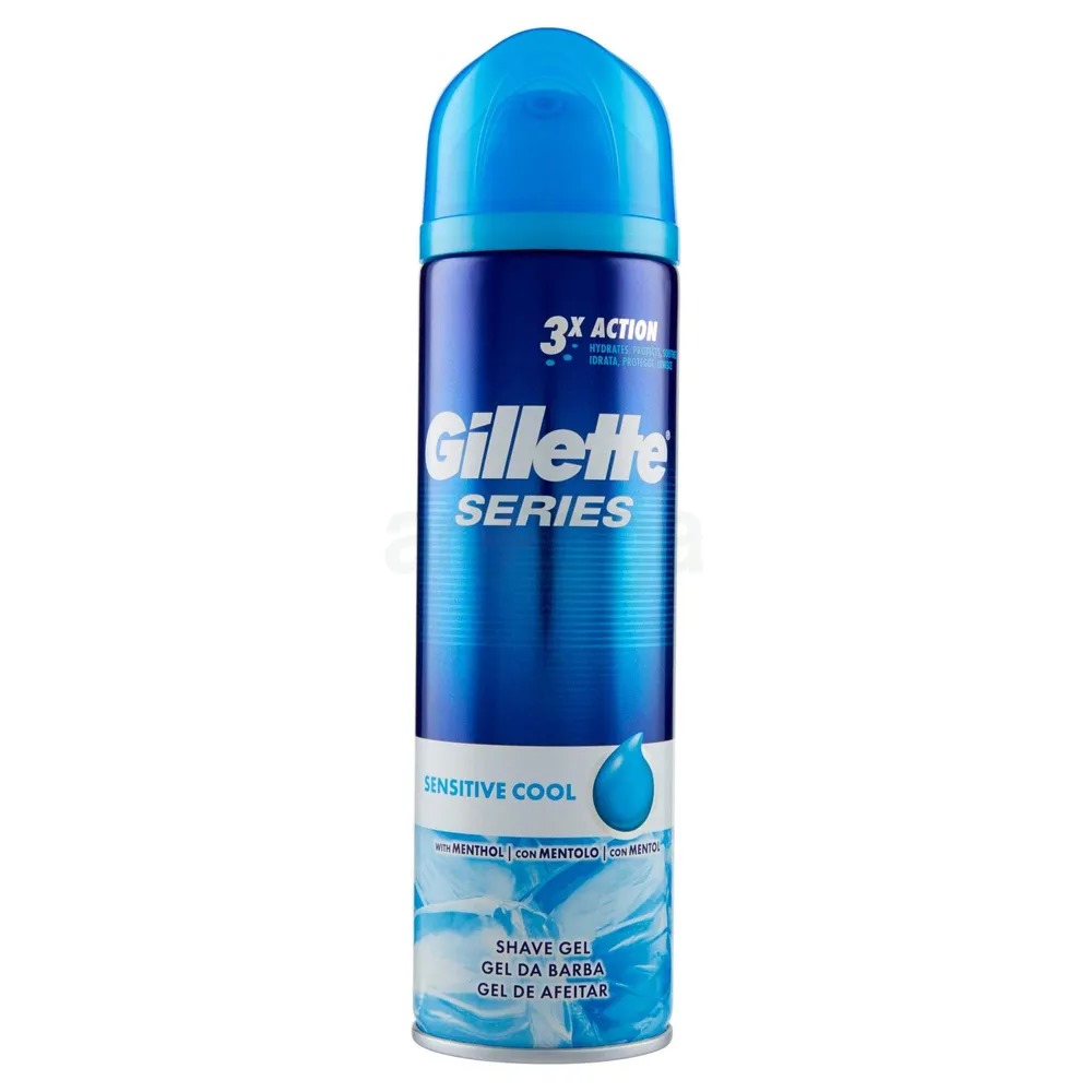 Picture of 200 ml Gillette series Sensitive Cool shave gel International UK product used for male