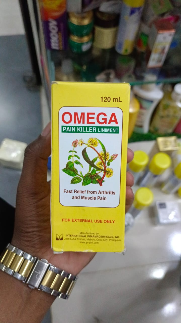 Picture of 120 ml Omega pain killer liniment International Philippines product used for male female