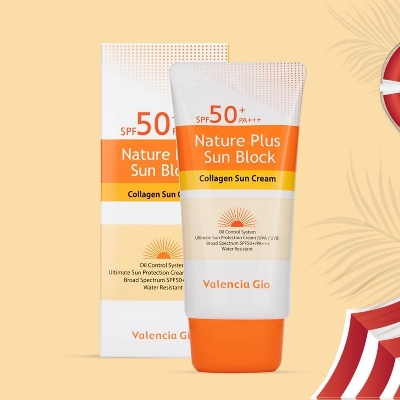 Picture of 70 ml  Valencia Gio Nature plus sunblock collagen sun cream International Korean product used for male female