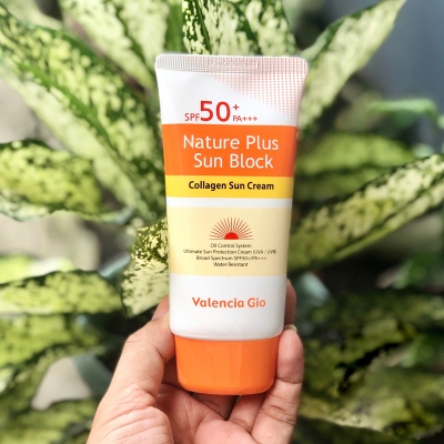 Picture of 70 ml  Valencia Gio Nature plus sunblock collagen sun cream International Korean product used for male female