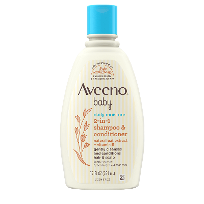 Picture of 354 ml Aveeno daily moisture 2 in 1 shampoo & conditioner International UK product used for baby