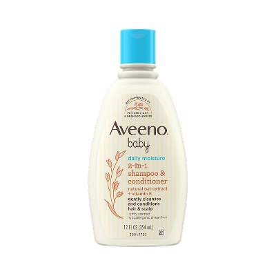 Picture of 354 ml Aveeno daily moisture 2 in 1 shampoo & conditioner International UK product used for baby