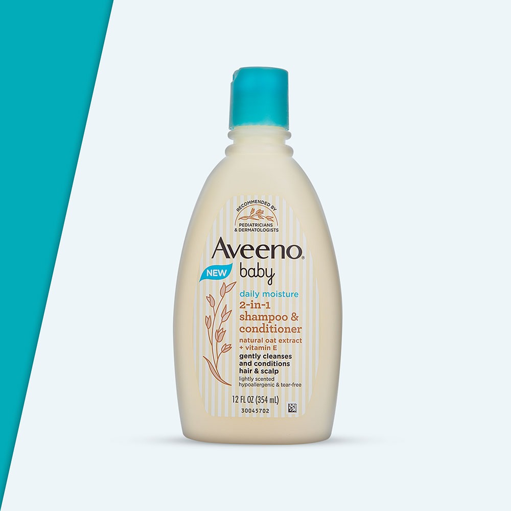 Picture of 354 ml Aveeno daily moisture 2 in 1 shampoo & conditioner International UK product used for baby