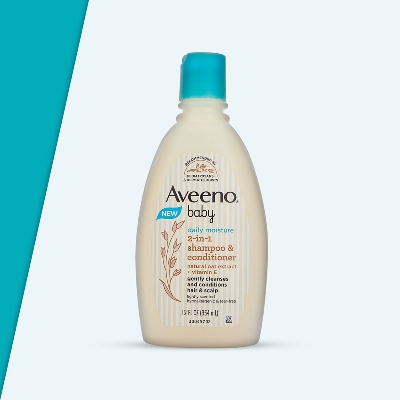 Picture of 354 ml Aveeno daily moisture 2 in 1 shampoo & conditioner International UK product used for baby