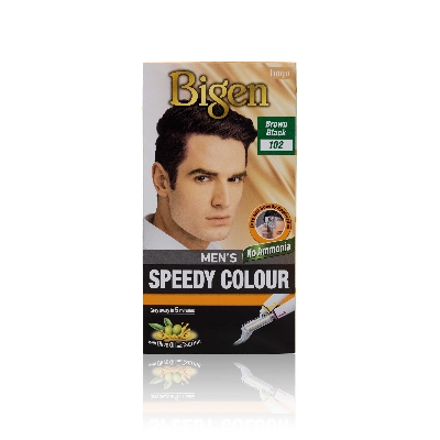Picture of International Thailand product Bigen men's hair colour brown black shade no 102 used for male - 40 GM+ 40 GM