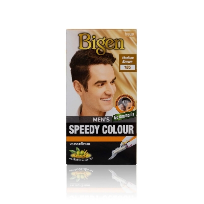 Picture of International Thailand product Bigen men's hair colour medium brown shade no 105 used for male - 40 GM+ 40 GM