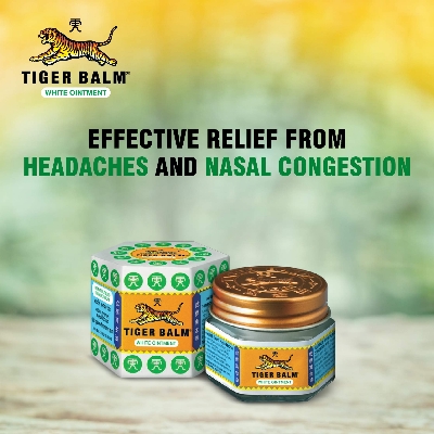 Picture of International Singapore product Tiger Balm White Oniment For headache Cold & Body pain used for male/female - 19.4 gm