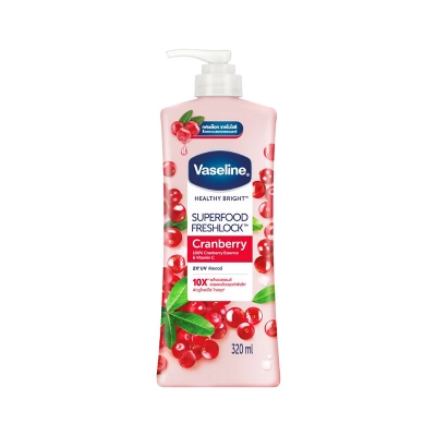 Picture of 320 ml Vaseline Superfood Freshlook Cranberry lotion International Thailand product used for male female