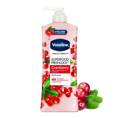Picture of 320 ml Vaseline Superfood Freshlook Cranberry lotion International Thailand product used for male female