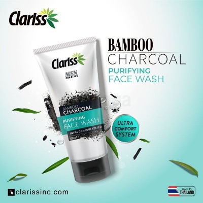 Picture of 100 ml Clariss Men creative Bamboo Charcoal Purifying face wash International UAE product used for male