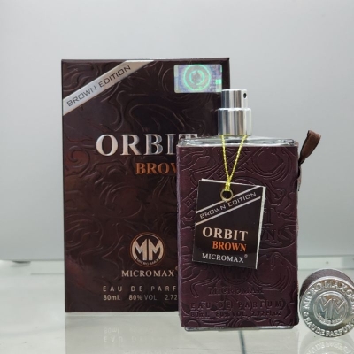 Picture of 80 ml Micro max Orbit Brown Body perfume International UAE product used for male