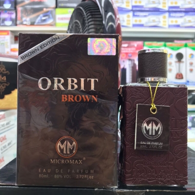 Picture of 80 ml Micro max Orbit Brown Body perfume International UAE product used for male