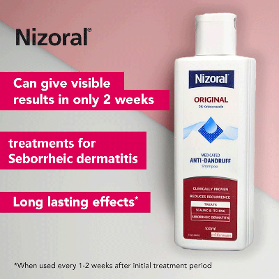 Picture of 100 ml Nizoral Medicated Anti - Dandruff shampoo International Thailand product used for male female