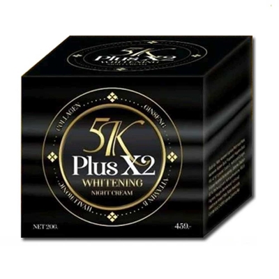 Picture of 20 gm 5k plus X2 Whitening night cream international Thailand product used for female