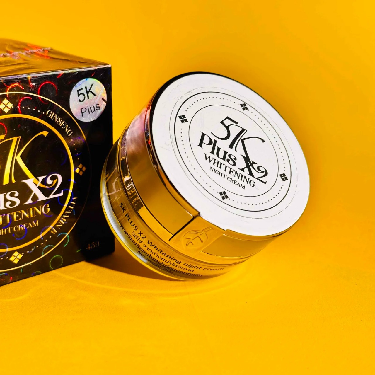 Picture of 20 gm 5k plus X2 Whitening night cream international Thailand product used for female