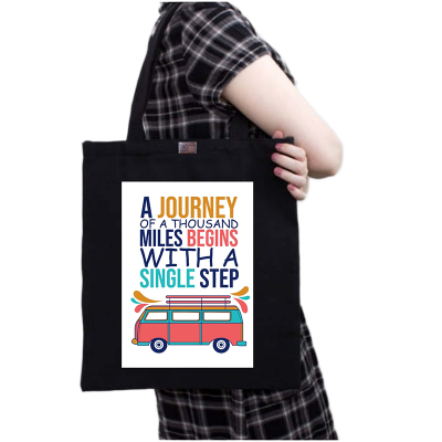 Picture of Canvas Tote Bag/Fashionable Top Handle Bag Black Color with Zipper for girls For University/College/Trenndy Fashionable Women