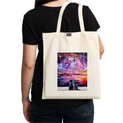 Picture of Canvas Tote Bag/Fashionable Top Handle Bag Off White Color with Zipper for girls For University/College/Trenndy Fashionable Women