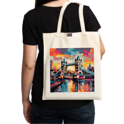 Picture of Canvas Tote Bag/Fashionable Top Handle Bag Off White Color with Zipper for girls For University/College/Trenndy Fashionable Women