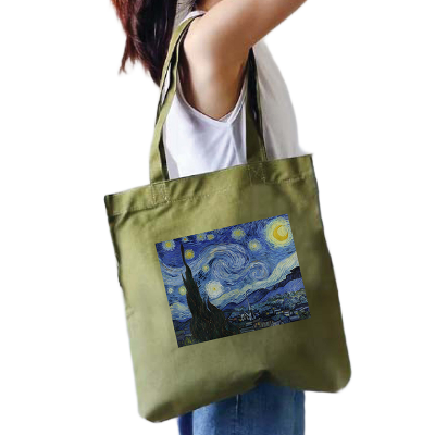 Picture of Canvas Tote Bag/Fashionable Top Handle Bag Olive Green Color with Zipper for girls For University/College/Trenndy Fashionable Women