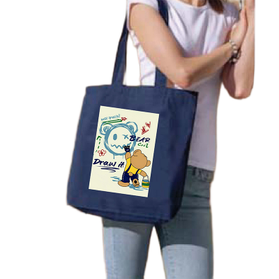 Picture of Canvas Tote Bag/Fashionable Top Handle Bag Blue Color with Zipper for girls For University/College/Trenndy Fashionable Women