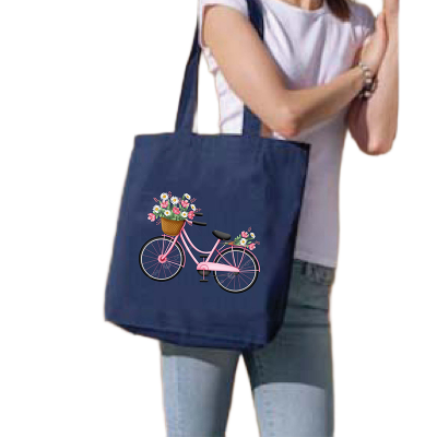 Picture of Canvas Tote Bag/Fashionable Top Handle Bag Blue Color with Zipper for girls For University/College/Trenndy Fashionable Women
