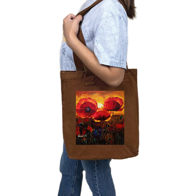 Picture of Canvas Tote Bag/Fashionable Top Handle Bag Brown Color with Zipper for girls For University/College/Trendy Fashionable Women