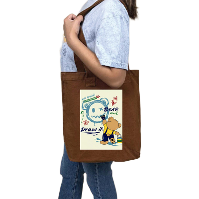 Picture of Canvas Tote Bag/Fashionable Top Handle Bag Brown Color with Zipper for girls For University/College/Trendy Fashionable Women