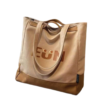 Picture of TAG Lifestyle Canvas Tote Bag/Fashionable Top Handle Bag Off White Color with Zipper for girls For University/College/Trendy Fashionable Women