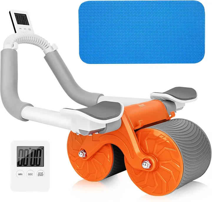 Picture of Abdominal Roller Ab Wheel Roller Automatic Rebound Ab Roller Wheel Abdominal Exercises Abdominal Exercise Equipment with Knee Pad Elbow Support Phone Holder for Home Gym Strength Workouts