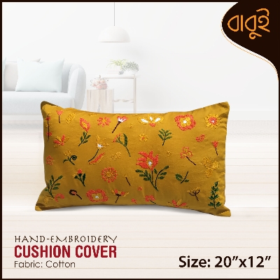 Picture of Floral Motif Hand Embroidered Cushion Cover 20x12 Inch Decorative Sofa Pillow Cover