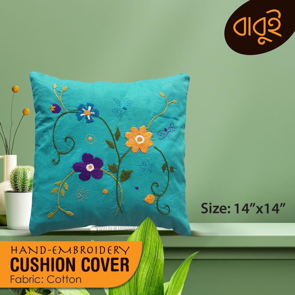 Picture of Hand-Embroidery floral motif art(14"x14") Cushion Cover.