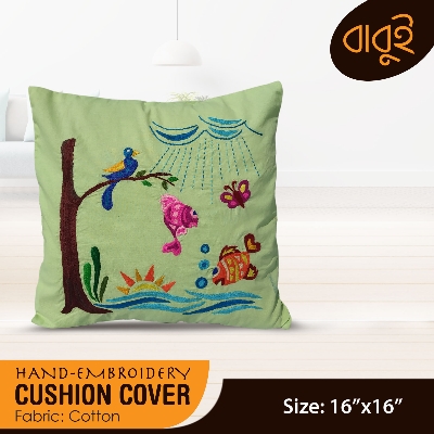 Picture of Hand-embroidery (16"×16") folk art Cushion cover