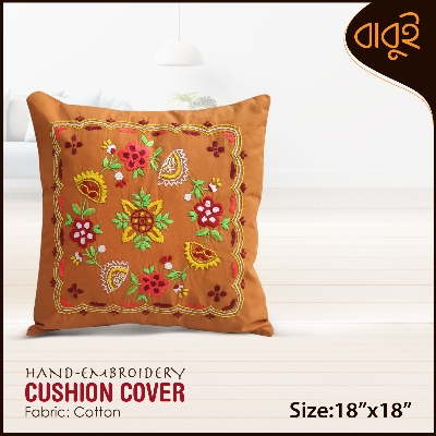 Picture of Floral motif art hand embroidery (18"x18") cushion cover