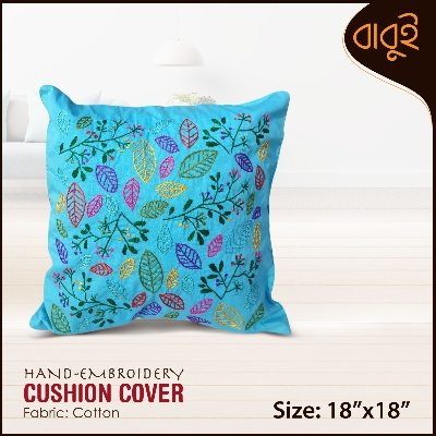 Picture of Hand embroidery (18"×18") floral motif art cushion cover