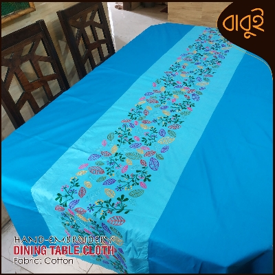 Picture of Dining table cloth with hand-embroidery floral motif art