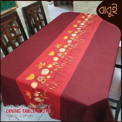Picture of Dining table cloth with hand-embroidery modern floral motif art