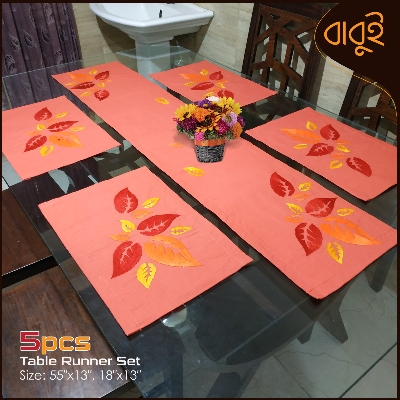 Picture of Hand-embroidery floral motif art Dining Table Runner With Placemats