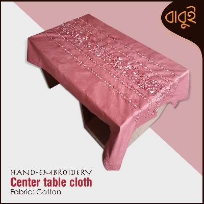 Picture of Tea table cloth with hand-embroidery (45"x30") modern floral motif art