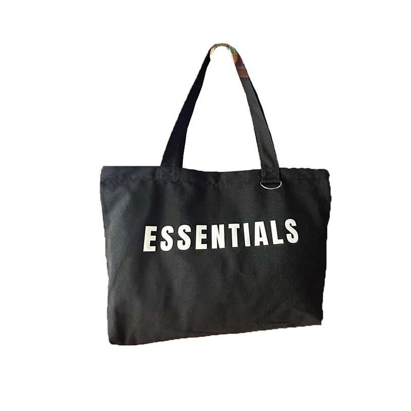 Picture of TAG Lifestyle Canvas Tote Bag ESSENTIALS Design Top Handle Black Color Tote Bag for girls For University/College/Trendy Fashionable Women
