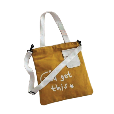 Picture of TAG Lifestyle Canvas Tote Bag YOU GOT THIS Design With Outside Pocket Brown Color Tote Bag for girls For University/College/Trendy Fashionable Women
