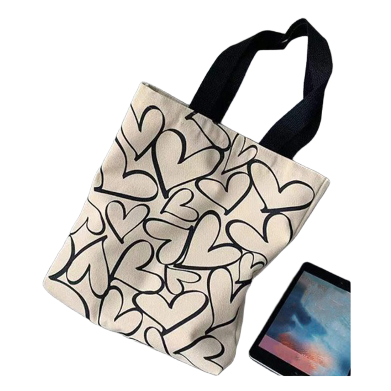 Picture of TAG Lifestyle Canvas Tote Bag/Exclusive BIG Love Design Off White Color for girls For University/College/Trendy Fashionable Women