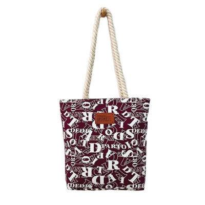 Picture of TAG Lifestyle Alphabet Design Canvas Tote Bag/Fashionable Maroon Color Tote Bag With Zipper Enclosure for girls For University/College/Trendy Fashionable Women