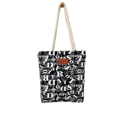 Picture of TAG Lifestyle Alphabet Design Canvas Tote Bag/Fashionable Black Color Tote Bag With Zipper Enclosure for girls For University/College/Trendy Fashionable Women